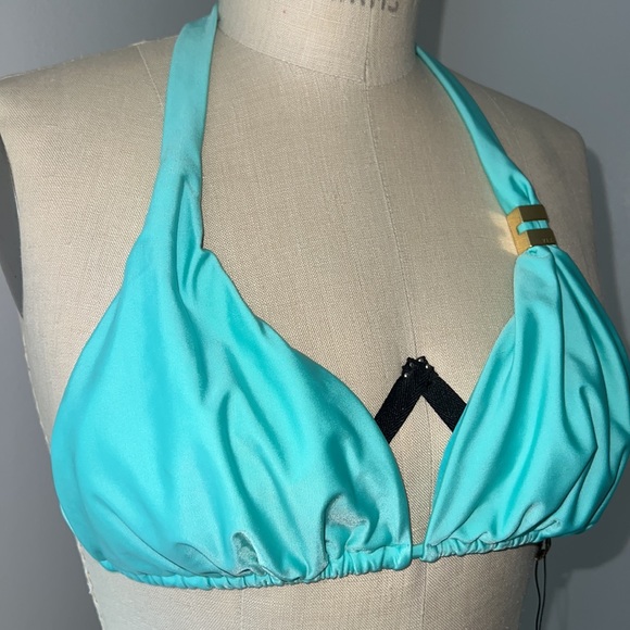 ViX by Paula Hermanny Solid Bia Tube Aqua Bikini Halter Top Sz L - NWT! - Picture 7 of 10